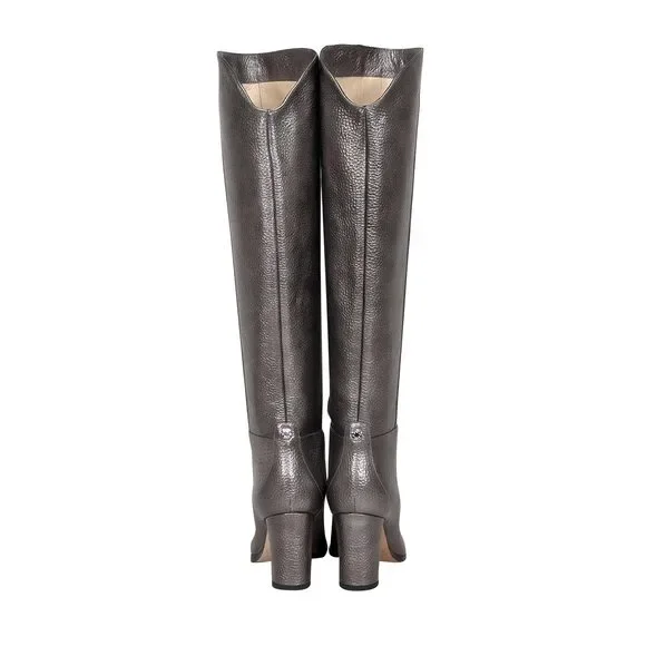 Jimmy Choo - Metallic Silver Tall Leather Boots Sz 5 - Picture 4 of 5